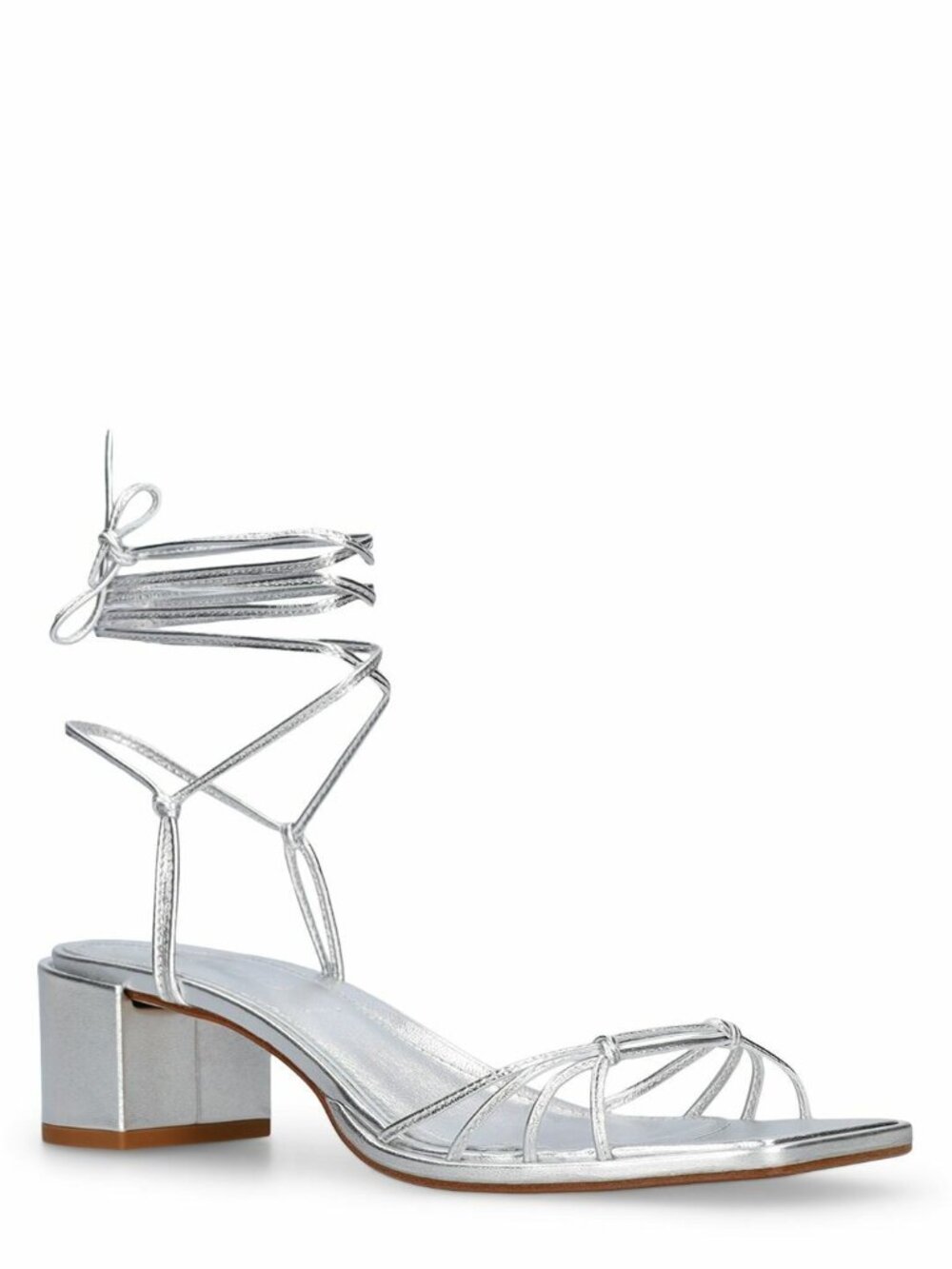 $450 AEYDE 55mm Serafina Leather Sandals SILVER WRAPAROUND STRAP 36 (DD1)